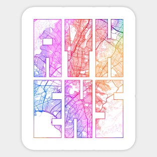 Athens, Greece City Map Typography - Colorful Sticker